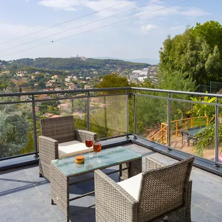 Modern Super-cannes Heated Pool, Parking, Clim, 7 Min To Cannes 别墅 *